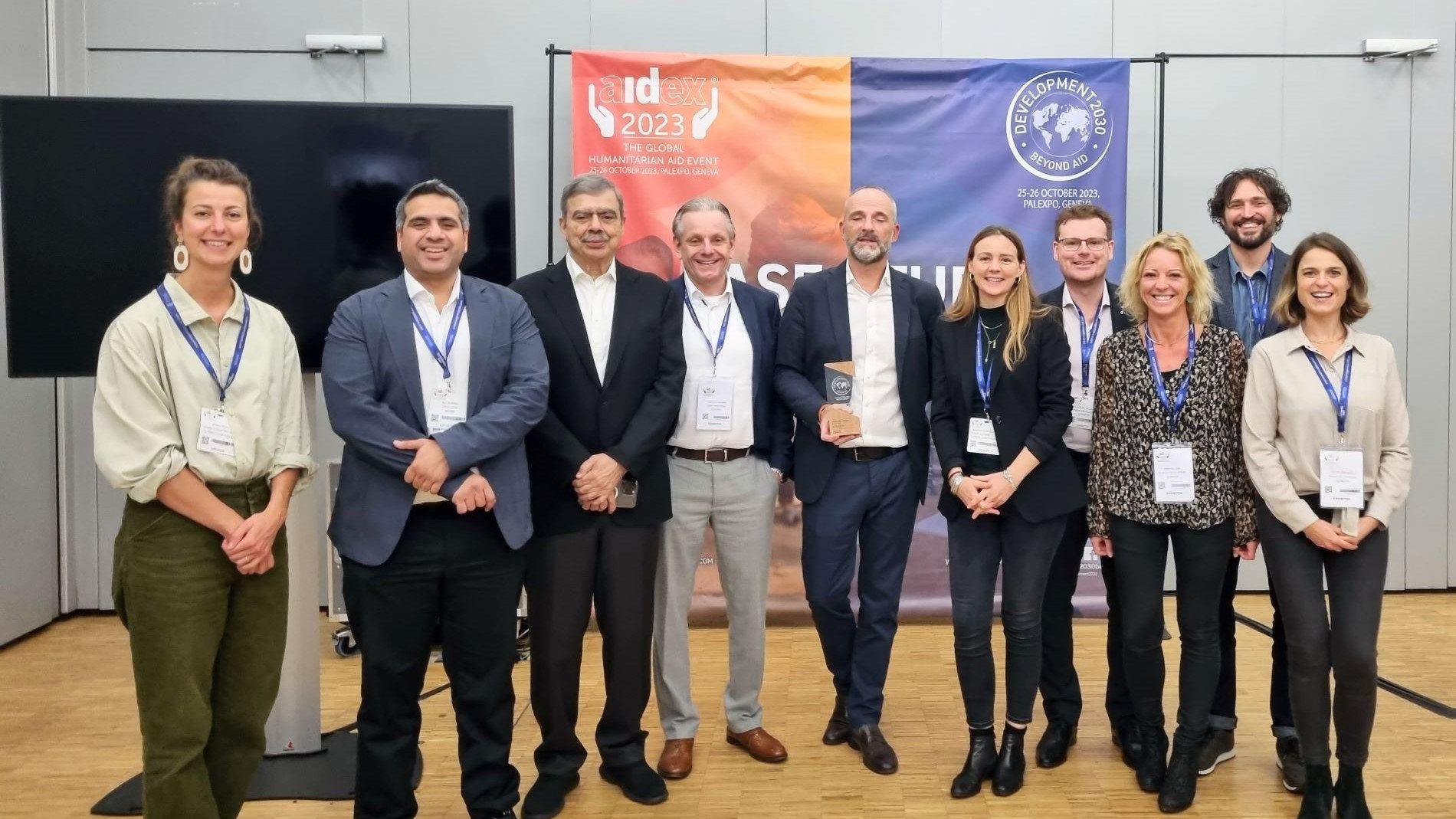 Marina Chahboune and Ali Ahmad during the presentation of the Sustainable Initiative of the Year Award by Development 2030