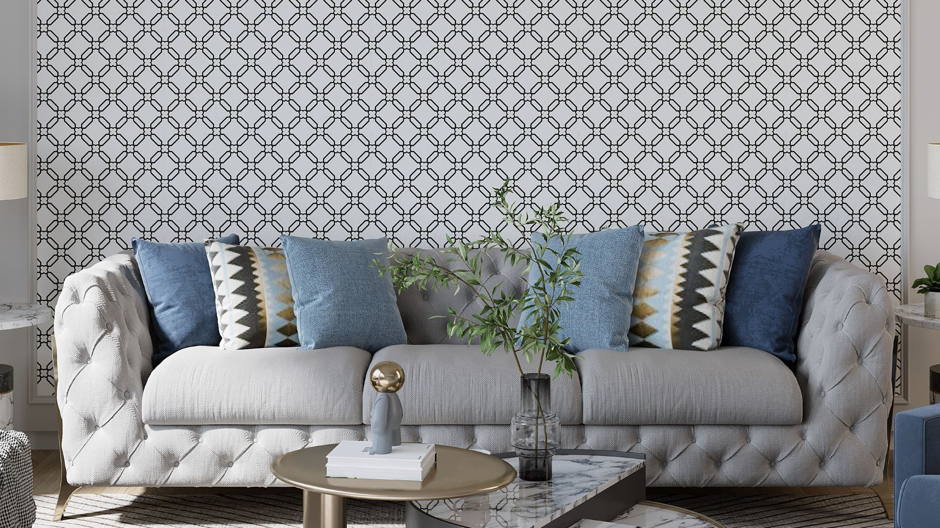 Sofa with lots of cushions