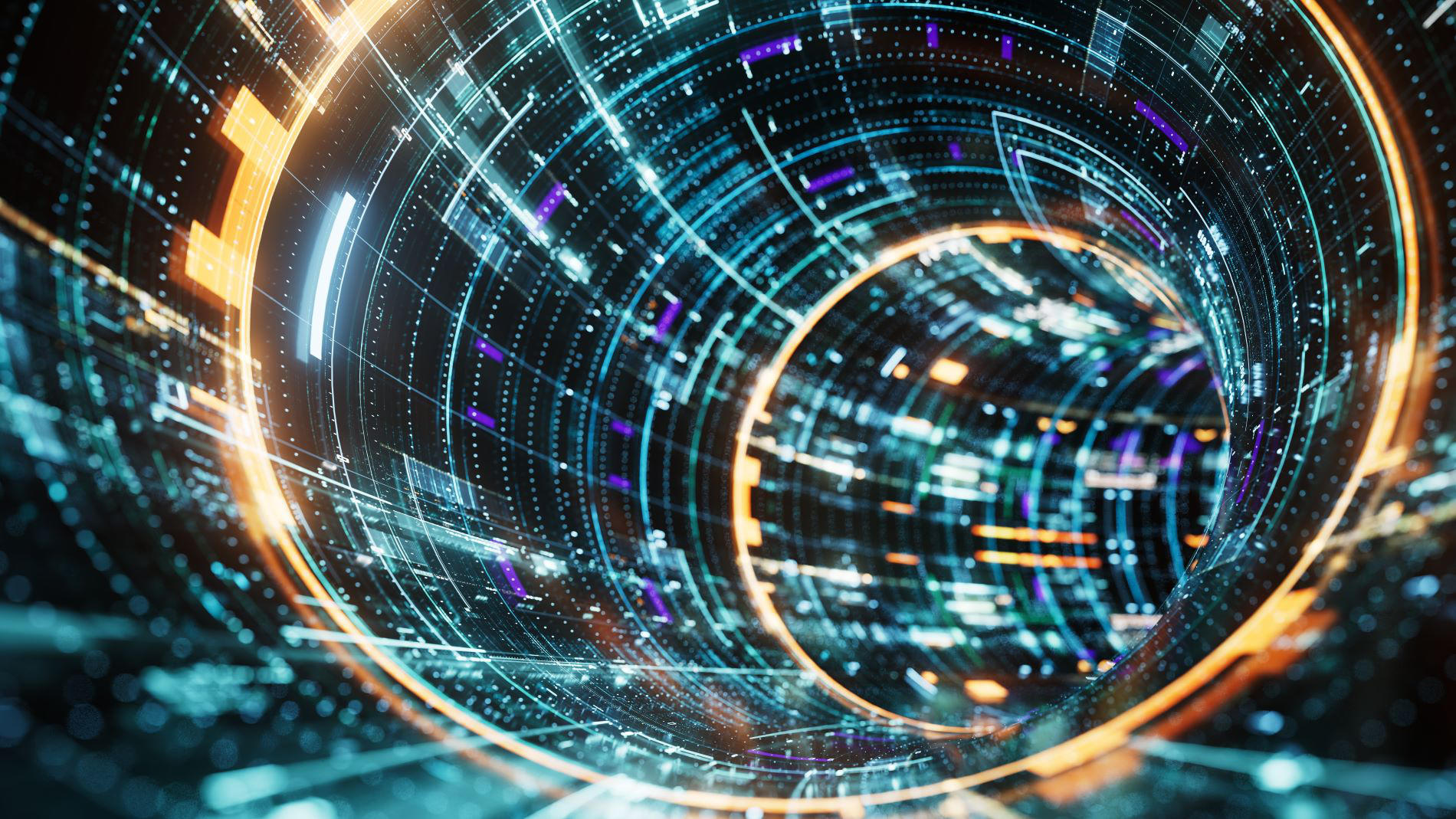 Abstrakte digitale Darstellung eines vernetzten Datentunnels