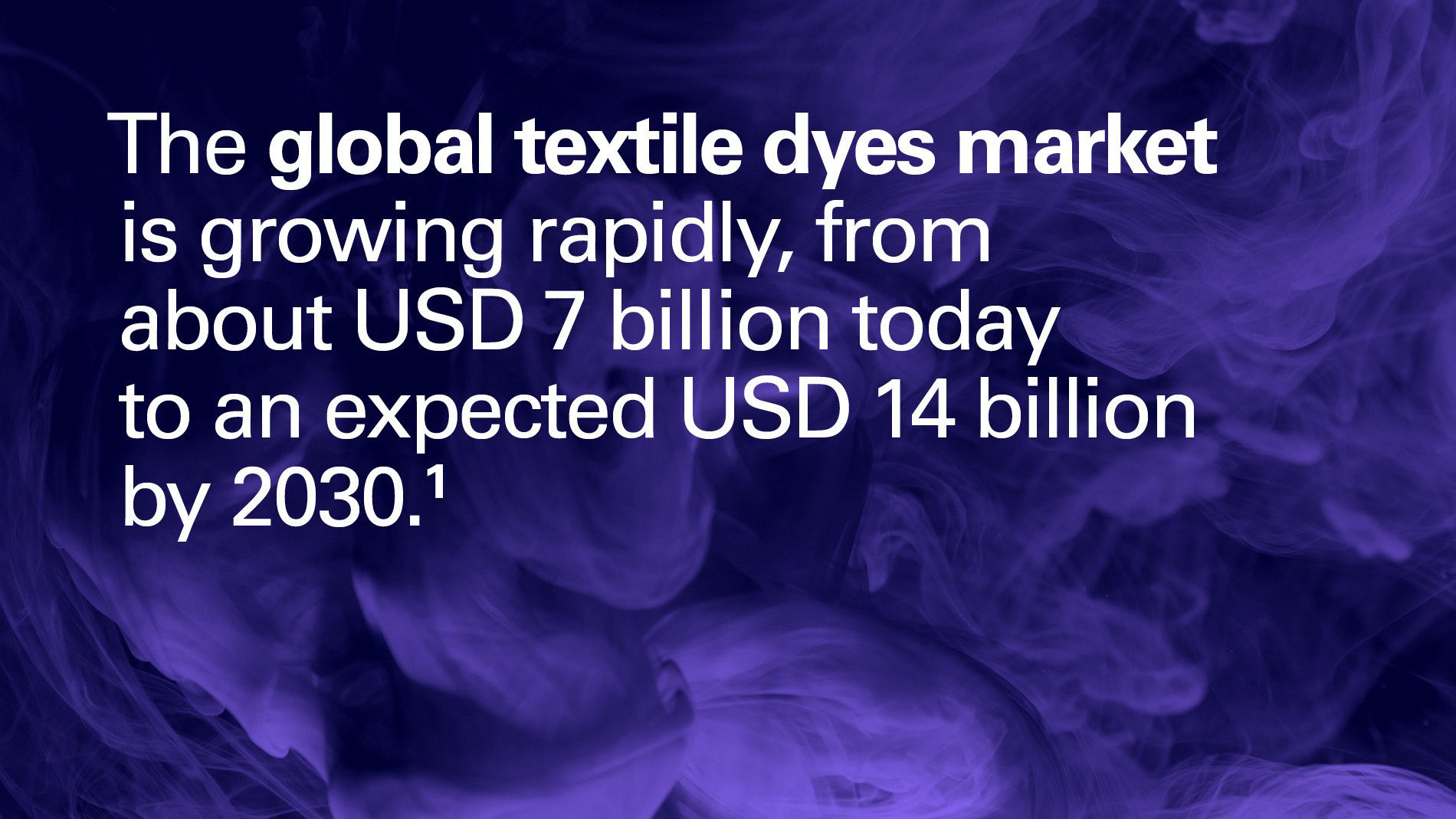 Text: The global textile dyes market is growing rapidly on pruple background