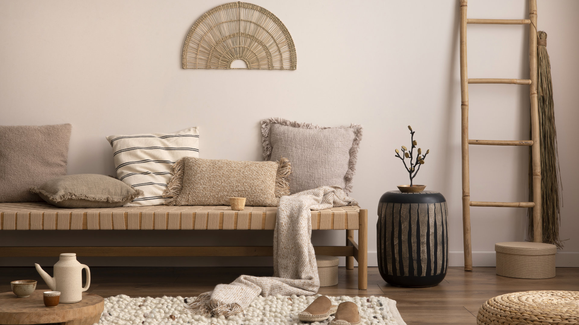 Living room furnishings with products made from recycled textiles