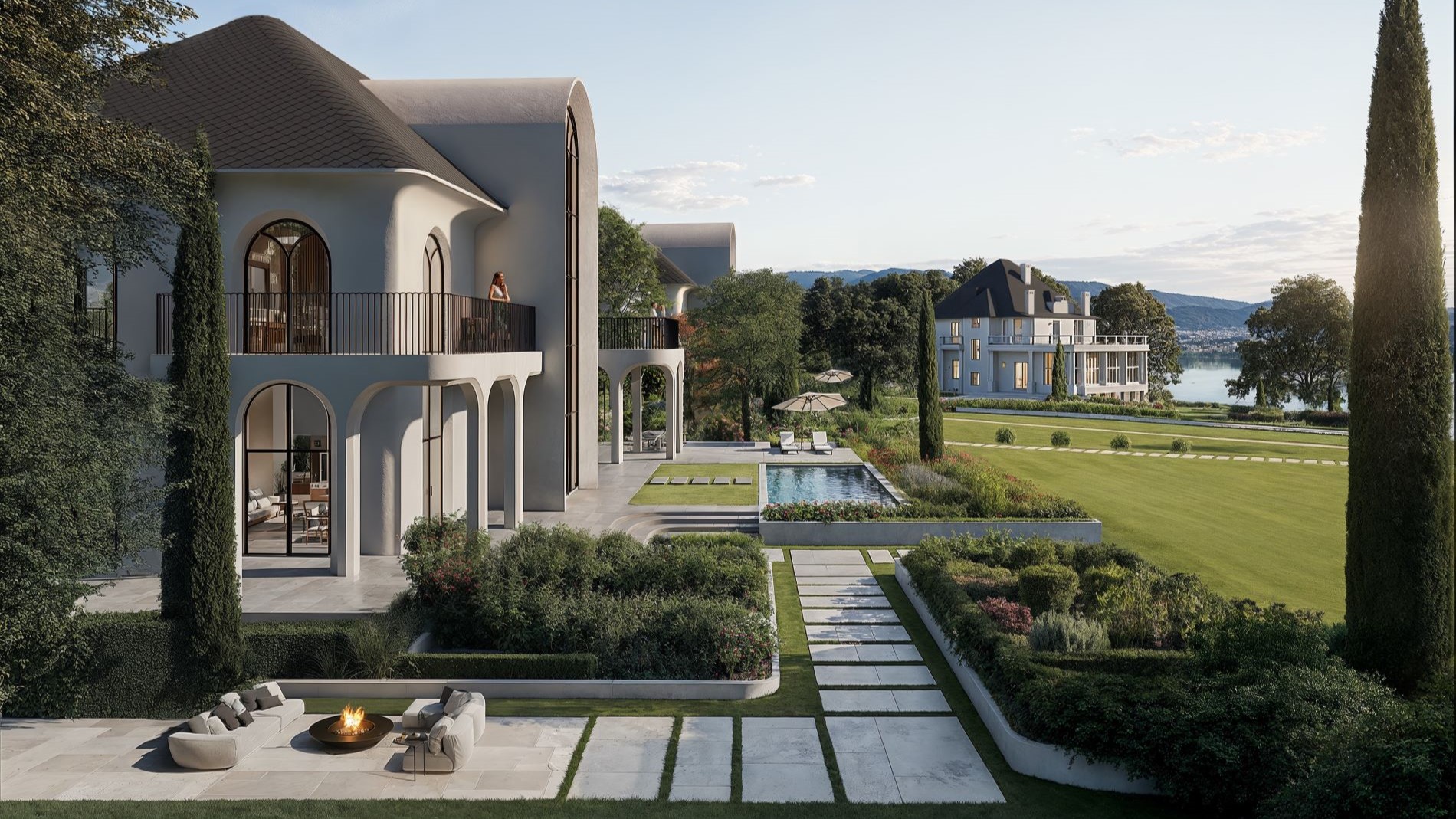 Moderne Villa mit Pool, Gartenanlage und Seeblick