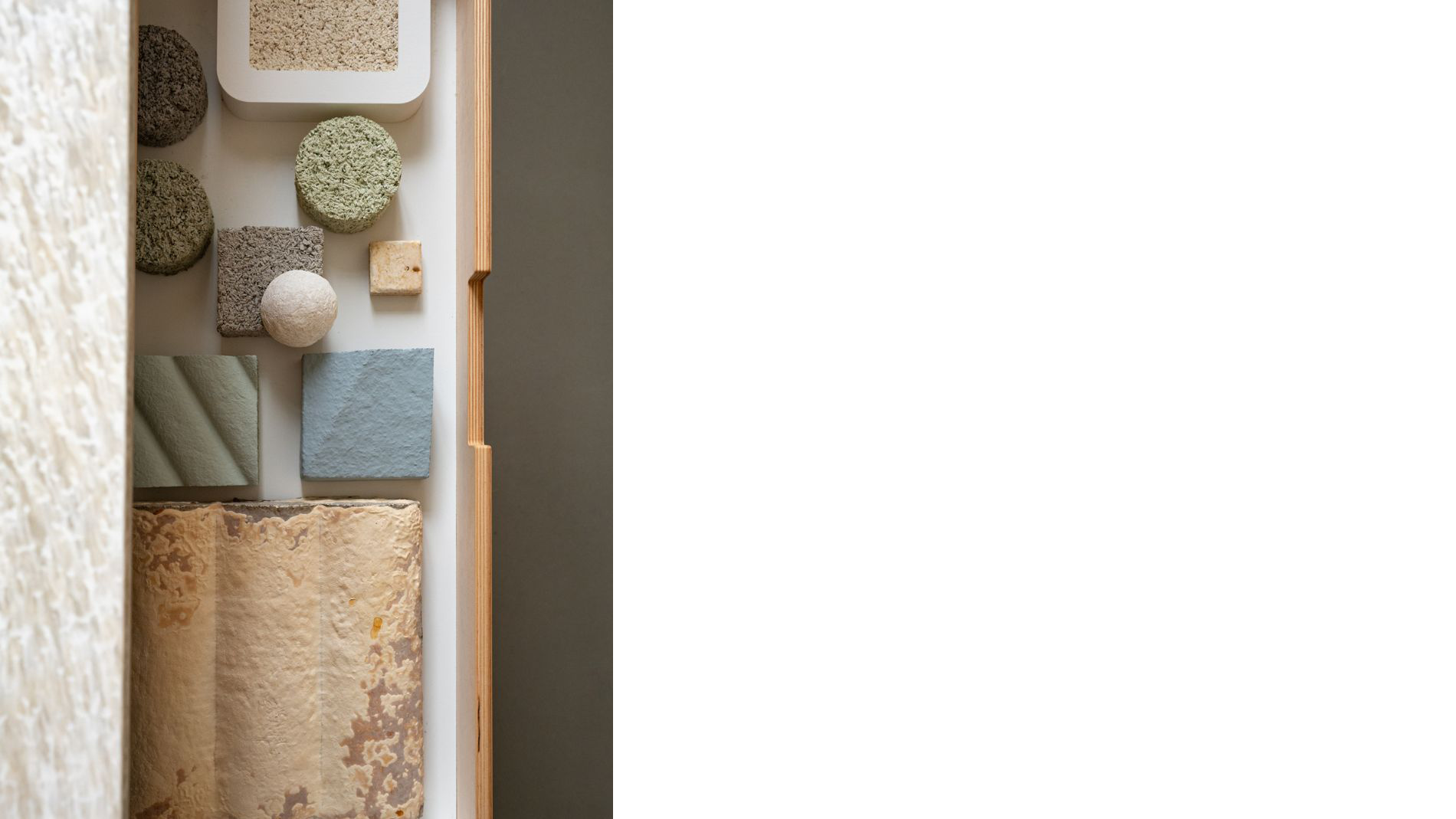 Exhibition of sustainable material samples and surfaces