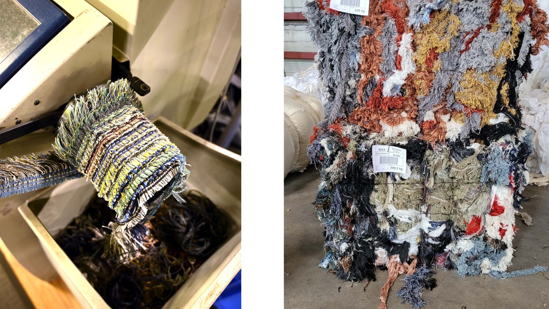 Zerkleinerte Teppichfasern für textile Kreislaufwirtschaft