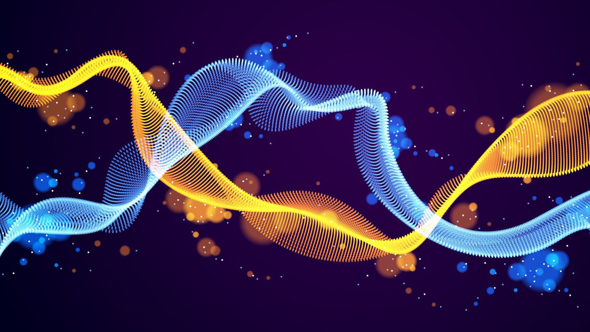 Abstract blue and yellow light waves