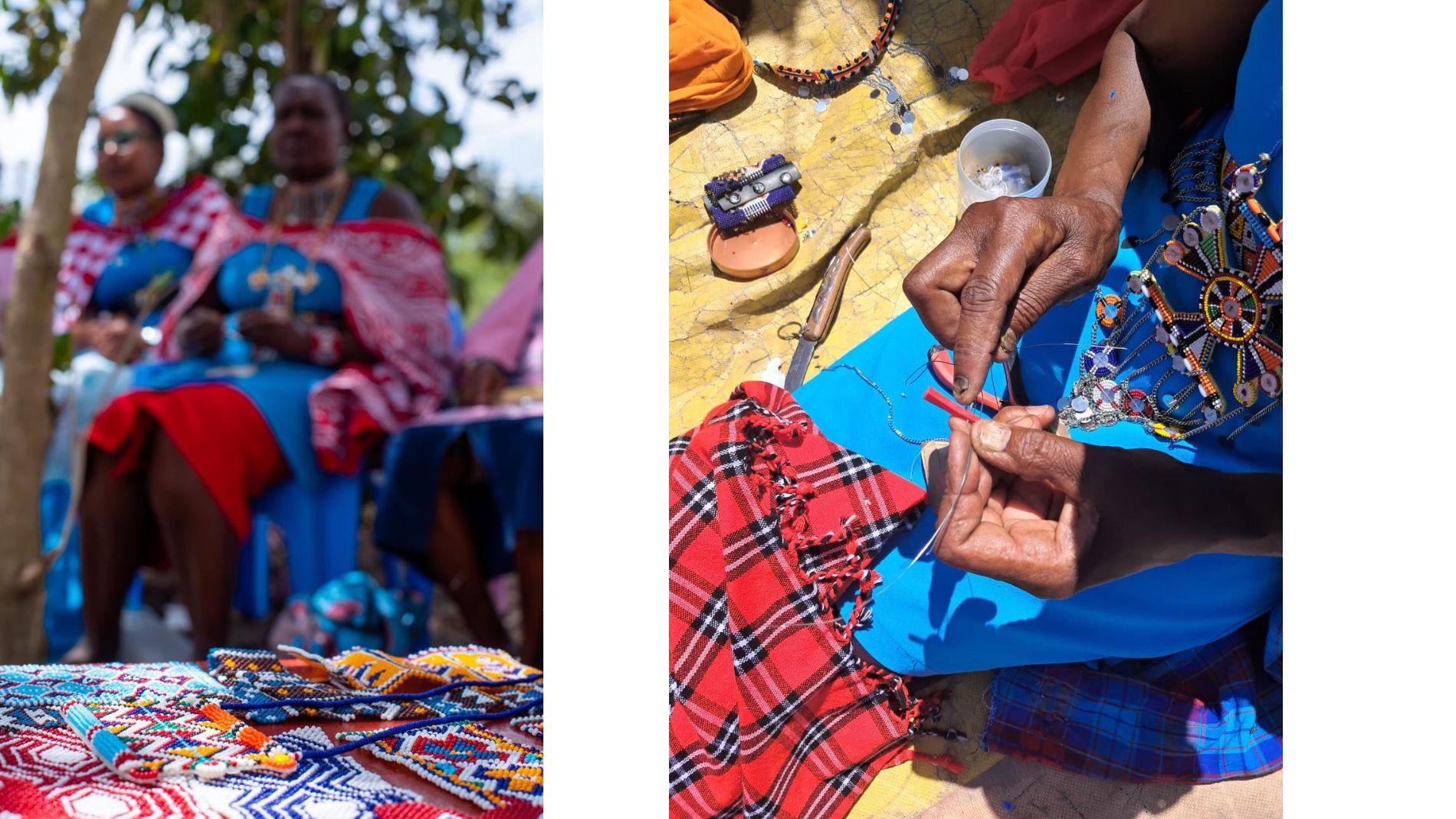 Kenyan women make traditional beaded jewellery