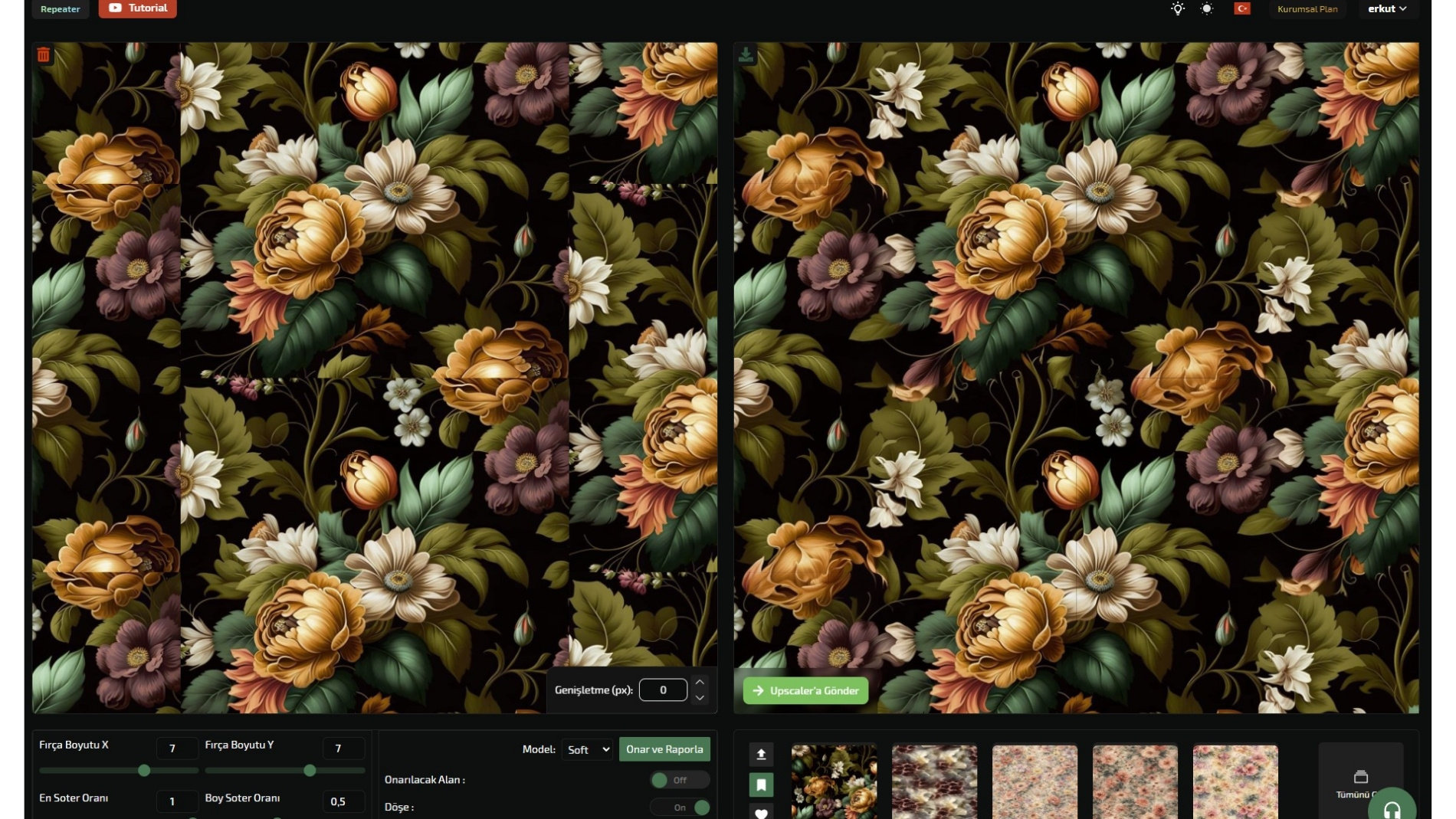 KI-Tool zur Erstellung nahtloser floraler Textilmuster