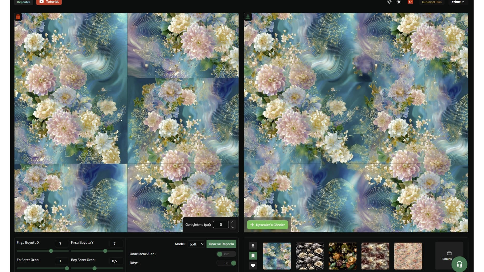 Digitale Rapportgestaltung mit KI-generierten Blumenmustern