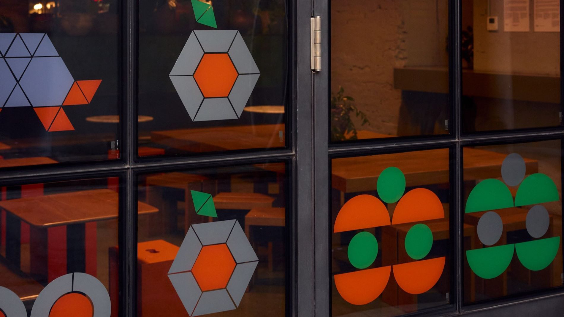 Geometric window graphics for modern store design