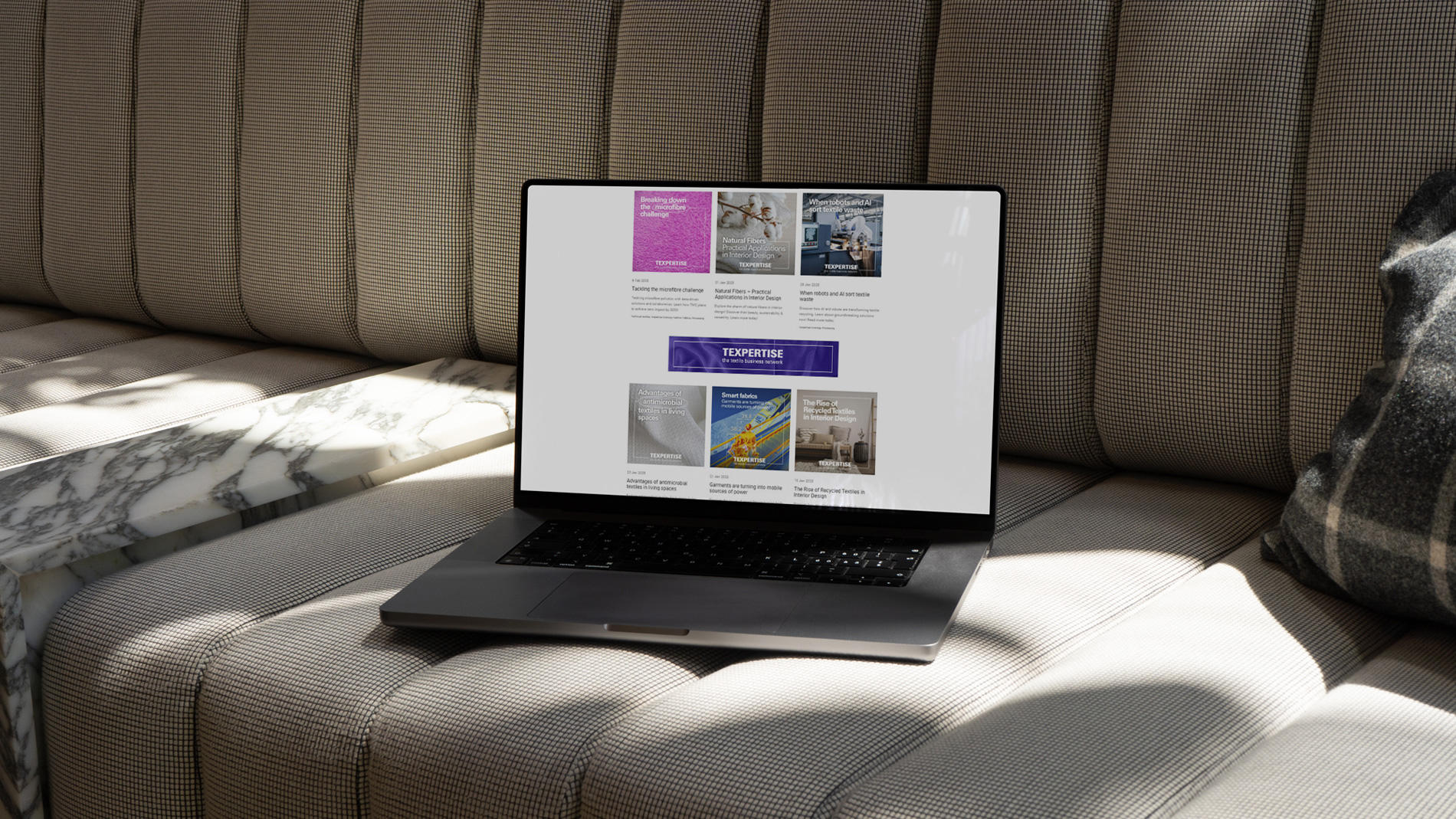 Online banner is displayed on a Laptop